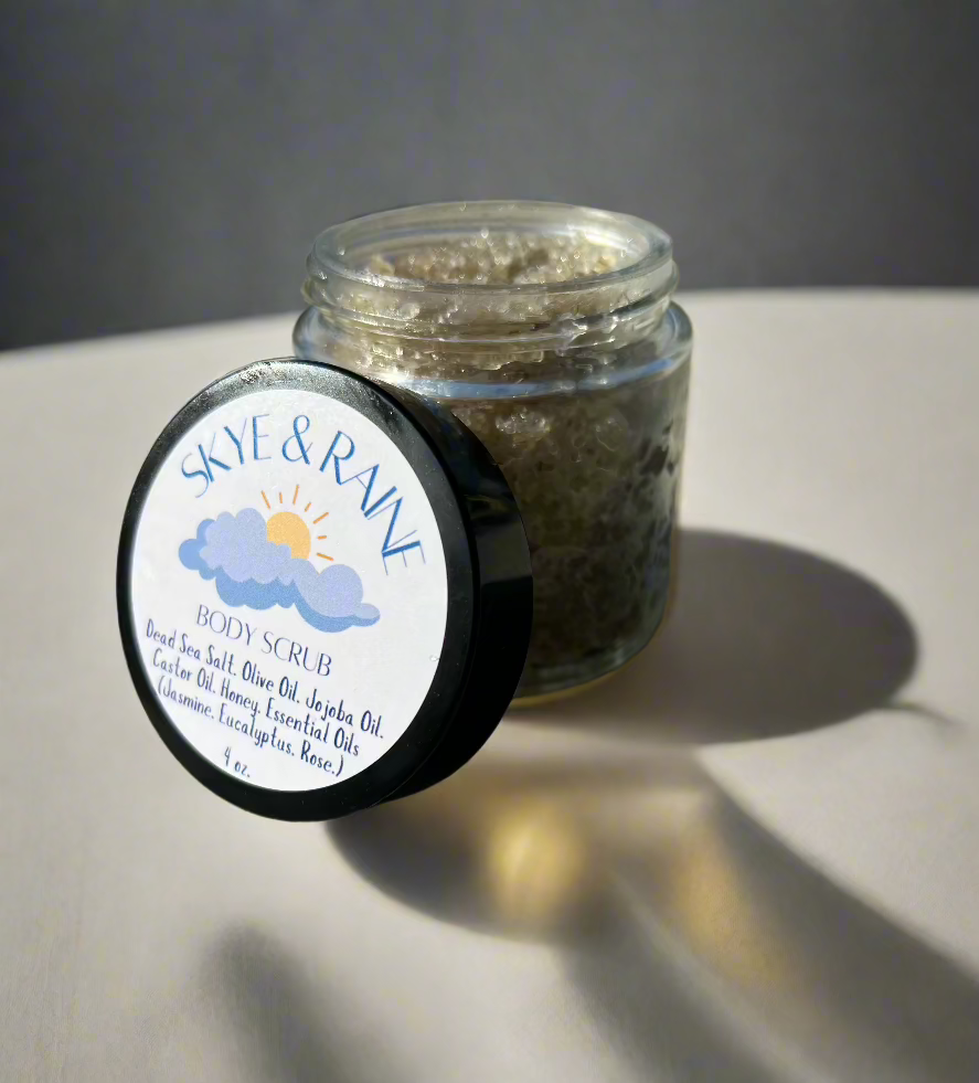 Jasmine, Eucalyptus, and Rose Scented Dead Sea Salt Body Scrub 4oz